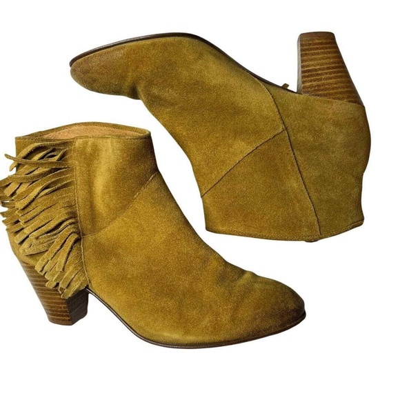 Maje Suede Tan Fringe Western Ankle Bootie Size 38 / 7.5 - Picture 7 of 12